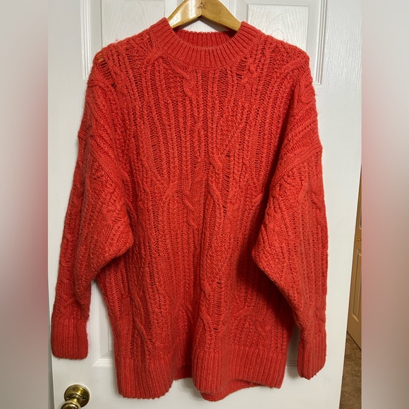 Stockholm Atelier & Other Stories chunky cable orange wool mohair sweater XL - Picture 2 of 7